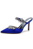 Royal Blue Pointed Toe Rhinestone Stiletto Sandals