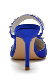 Royal Blue Pointed Toe Rhinestone Stiletto Sandals