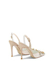 Sparkly Apricot Rhinestones Lace High Heels