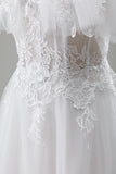 Ivory Off the Shoulder Long Wedding Dress with Appliques