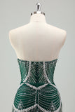 Luxury Dark Green Beading Strapless Mermaid Prom Dress