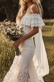 Romantic Ivory Off the Shoulder Lace Wedding Dress