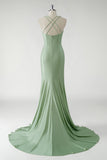 Glitter Green Mermaid Flower Prom Dress with Criss Cross Back