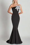 Black Mermaid One Shoulder with Sequin Flower Long Formal Dress