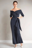 Navy Mermaid Strapless Mother of The Bride Dress