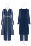 Jumpsuit Navy Appliques Chiffon Long Sleeves Square Neck Mother of the Bride Sets