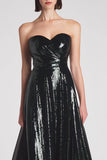 Sparkly Dark Green A Line Strapless Formal Dress