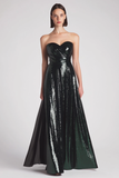 Sparkly Dark Green A Line Strapless Formal Dress