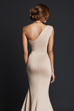 One Shoulder Mermaid Khaki Formal Dress