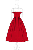 Red Off the Shoulder A Line Formal Dress