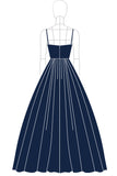 Navy Sweetheart A Line Taffeta Formal Dress with Pockets