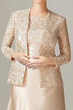 A-Line Champagne Chiffon 2-Piece Mother of the Bride Dress