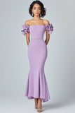 Lilac Mermaid Off The Shoulder Ruffles Formal Dress