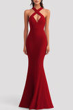 Cross Neck Mermaid Red Formal Dress