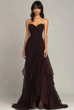 Elegant Sweetheart Ruched Ruffled Black Tie Dress