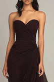 Elegant Sweetheart Ruched Ruffled Black Tie Dress