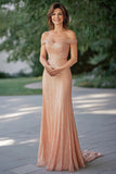 Sparkly Champagne Mermaid Off the Shoulder Mother Of Bride Dress With Sequins