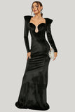 Black Mermaid Maxi Dress with Long Sleeves