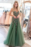 Elegant Tulle Lace Sweetheart Sheath Agave Prom Dress