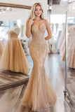 Sequined Gold Sweetheart Mermaid Prom Dress with Lace-up Back