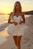 Sweetheart Bubble Cream Mini Dress