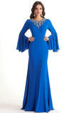 Royal Blue Sheath Round Neck Long Sleeve Mother of the Bride Dress