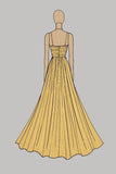 Gold Spaghetti Straps A-Line Metallic Long Prom Dress with High Slit