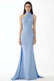 Halter Sheath Maxi Light Blue Gala Dress