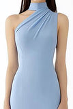 Halter Sheath Maxi Light Blue Gala Dress