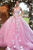 Pink Tulle Princess Quinceanera Dress with Appliques