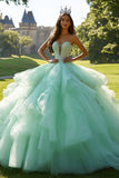 Glamorous Mint Sweetheart Beaded Tulle Quinceanera Dress