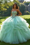 Fairytale Mint Tulle Sweetheart Quinceanera Dress with Appliques