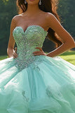 Fairytale Mint Tulle Sweetheart Quinceanera Dress with Appliques