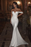 Sparkly Ivory Mermaid Off the Shoulder Wedding Dress