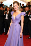 Purple A Line V Neck Satin Gala Dress with Flutter Sleeves