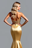 Golden Mermaid Sweetheart Prom Dress With Slit