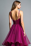 Dark Purple Organza A Line Spaghetti Straps Formal Dress