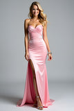 Pink Sheath Sweetheart Prom Dress With Slit