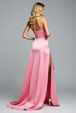 Pink Sheath Sweetheart Prom Dress With Slit