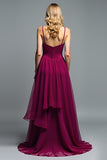 Purple Ruffled A Line Long Wedding Guest Dress