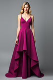 Purple A Line Spaghetti Straps Long Formal Dress