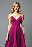 Purple A Line Spaghetti Straps Long Formal Dress