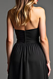 A Line Chiffon Spaghetti Straps Black Tie Dress