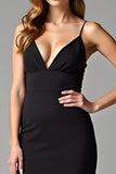 Mermaid Spaghetti Straps Ruched Black Tie Dress