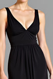 Jersey V-Neck Open Back Long Black Dress