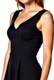 V-Neck A-Line Knee Length Little Black Dress with Open Back