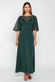 Pine A Line Boat Neck Wedding Guest Dress with Half Sleeves