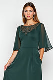 Pine A Line Boat Neck Wedding Guest Dress with Half Sleeves