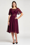 Cabernet A Line Lace Round Neck Midi Wedding Guest Dress