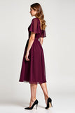 Cabernet A Line Lace Round Neck Midi Wedding Guest Dress